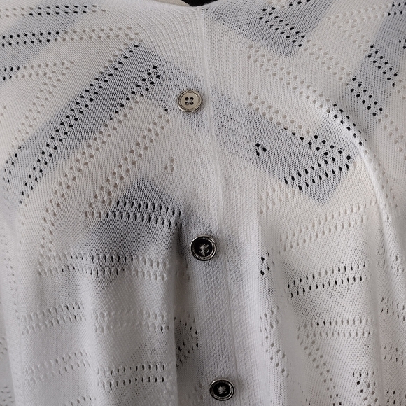 NWT Talbots Coastal Beachy Boho Cotton Blend White Poncho Tunic Top Sz M/L - Picture 6 of 14